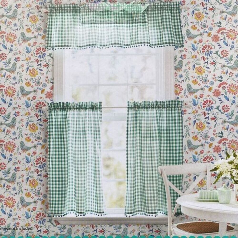 The Pioneer Woman Charming Check Gingham, Small Window‎ 3 piece Curtain Set New! - Picture 3 of 5